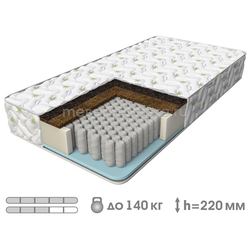 ВК216 Матрас "Дрим Слип". (БНП Шахматы, кокосовая койра, иглопробивное, ППУ HR, трикотаж, Hollcon)