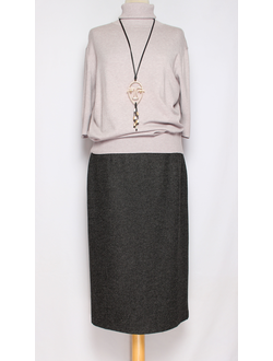 ЮБКА КЛАССИКА "СРЕДНЯЯ ПРЯМАЯ" темно-серая меланж р.48