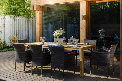 Обеденный комплект Aura 215 см на восемь персон с креслами