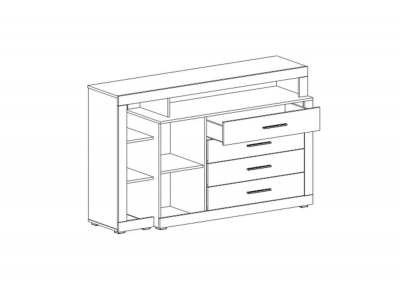 Глазго спальня Тумба с дв и 4 ящ Металл Бруклин/Таксония  ш*г*в 1590?455?1000 мм