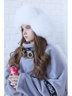 Ушанка "Северное сияние" цвет белый + белый