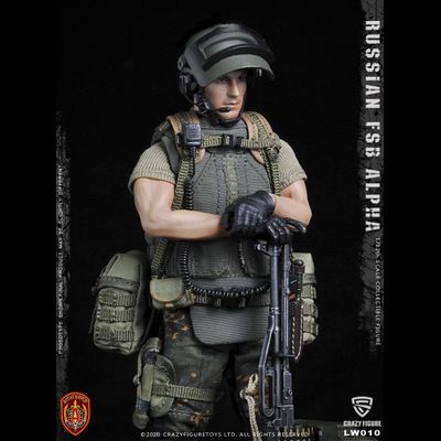 Спецназ Альфа с пулеметом - Коллекционная фигурка 1/12 scale Russian Alpha Special Forces Machine Gunner (LW010) - Crazy Figure