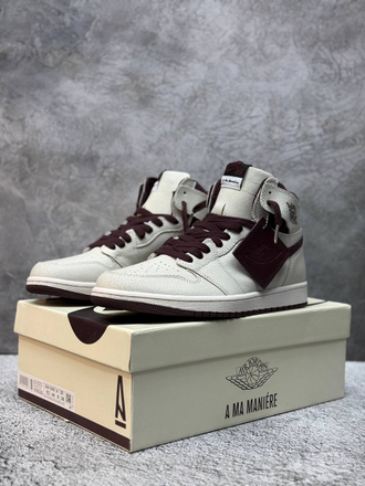 Nike Air Jordan 1 Mid Sail and Burgundy
