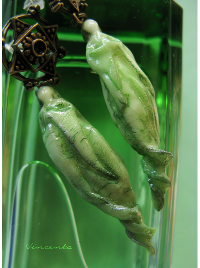 Нефритовый дух. Серьги в китайском стиле из холодного фарфора