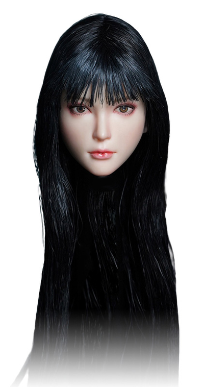 Женская голова (скульпт) с длинными черными волосами - 1/6 scale Female Headsculpt (SDH028A) - SUPER DUCK