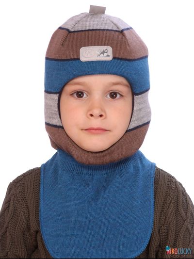 Шапка-шлем 21101-02, цвет синий, коричневый р. 48-50