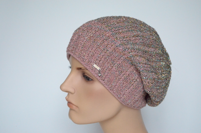 Розовый берет весна - осень с люрексом Vizio Италия 7066 фото
