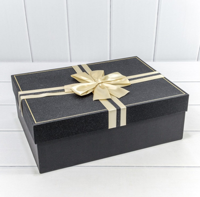 Коробка подарочная с бантом "Блеск" (черная), 33,5*25*11,5см