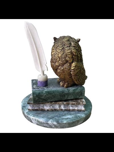 &quot;Сова на книгах&quot;, бронза/камень/кость