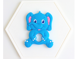 Грызунок из пищевого силикона Слоник голубой