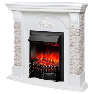 Угловой электрический камин Athena WT с очагом Fobos