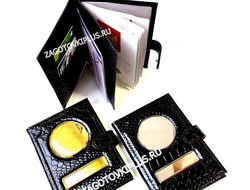 Элит обложка 2в1 с застёжкой из натуральной кожи "питон" для авто документов и паспорта с визитками в комплекте с линзами