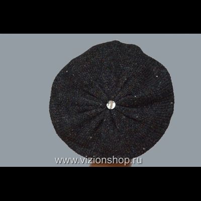 Итальянский вязаный берет с украшениями Vizio 6427 черный