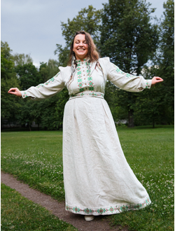 Платье-рубашка «Процветание» из небеленого льна