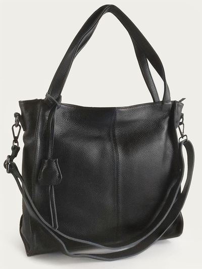 (АРТИКУЛ: 10024/1/82) СУМКА ЖЕНСКАЯ СРЕДНЕГО РАЗМЕРА, НАТУРАЛЬНАЯ КОЖА, ЧЕРНАЯ, С ПЛЕЧЕВЫМ РЕМНЕМ