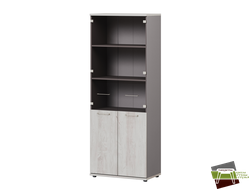 Шкаф со стеклом высокий 800х450х2098 B-673_Сосна Касцина/Кубанит серый