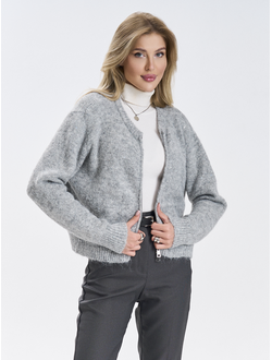 Кардиган вязаный пушистый на молнии пайетки