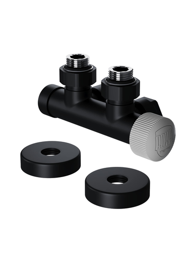 Узел нижнего подключения термостатический угловой Royal Thermo Design Pro 15мм М30х1,5 (Черный)