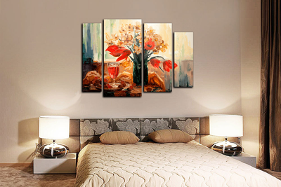 Модульная картина "Цветы и вино"