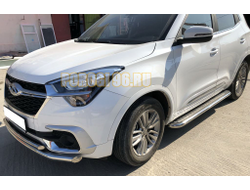 Пороги с накладным листом d53 для Chery Tiggo 4 (2018-2024)