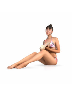 пляж Девушка сидит Marina Resting 1294