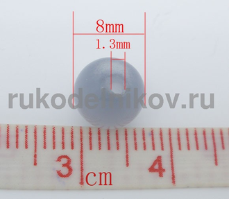 бусина кошачий глаз (синтетическая), диаметр-8 мм, цвет-серо-серебристый, 5 шт/уп