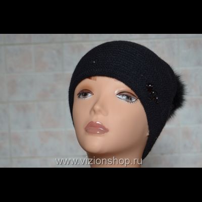 Вязаная шапка Визио Италия с помпоном vizio 5004 черная