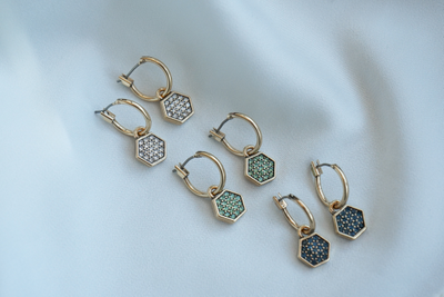 Серьги  с кристаллами темно-синего цвета A&C (Норвегия)