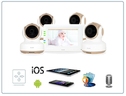 Ramili Baby RV1000X4  Двух режимная  видеоняня, монитор сенсорный 4,2" (11 см.) и 4-ре моторизированные видеокамеры (4 штуки). Датчик температуры. HD
