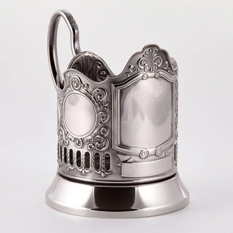 Подстаканник никелированный с чернением, лазерная гравировка, 7408.12