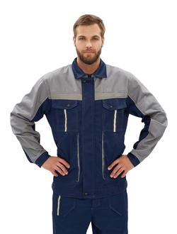 Костюм мужской "Оптимальный" летний с брюками т.синий/серый