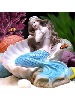 Декор для аквариума Русалочка в ракушке