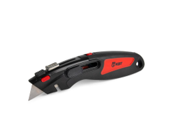 Нож строительный монтажный НСМ-12 серия ПРОФИ с двухсторонним трапециевидным лезвием