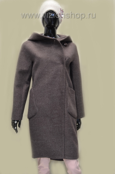 Пальто  весна с капюшоном Арти мода Arti moda 1777 коричневое