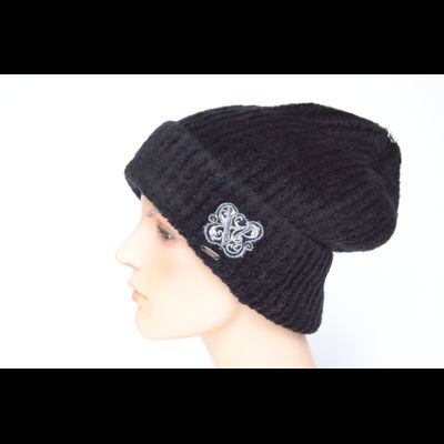 Женская шапка из кашемира с отворотом Италия Vizio 1112 CRYO черная