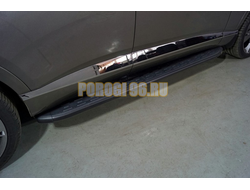 Пороги алюминиевые с пластиковой накладкой (карбон черные) 1920 мм ТСС для Genesis GV80 4WD 3D 2020-