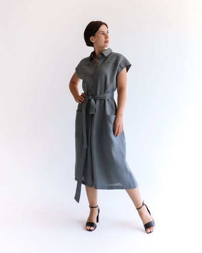 Комбинезон льняной графит