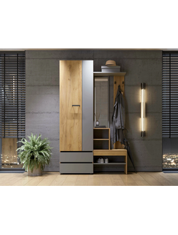 Абрау вешалка с зеркалом прихожая Дуб золотой/Графит