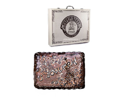 Тульский пряник "С юбилеем" в деревянной коробке с фруктовой начинкой 5000 гр.