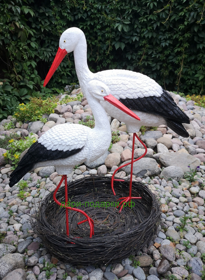 Аисты в гнезде Влюбленная пара (Аист-80см, аист-115см ) полистоун Аист - является символом новой жизни. Согласно русским народным поверьям, аист - птица, приносящая счастье в Ваш дом. Также аист покровительствует рождению детей.