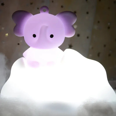 Ночник силиконовый СЛОНИК НА ОБЛАКЕ на аккумуляторе с  пультом (копия)