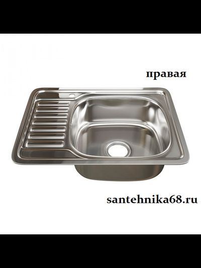 Нержавеющая кухонная мойка врезная MIXLINE 50х65 0,8мм левая правая выпуск 3 1/2 с сифоном глубина 18см