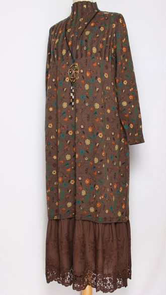 ПЛАТЬЕ БОХО хлопок "ПРОВАНС ВОЛАН" шоколад р.46-54