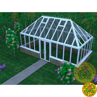 Базовая комплектация теплицы из стекла и алюминия ПЛИМУТ размером 6000 х 3000 мм