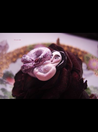 Брошь в технике скульптурной миниатюры &quot;Русалочка - Морская Роза&quot; с натуральным рубином