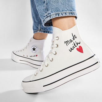 Кеды Converse Lift Сделано с любовью на платформе белые женские