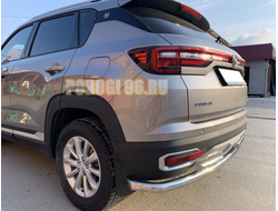 Защита заднего бампера угловая большая двойная d60/42 для Changan CS35 Plus (2019-...)