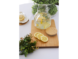 Чайник заварочный стеклянный с бамбуковой крышкой, 1200 мл