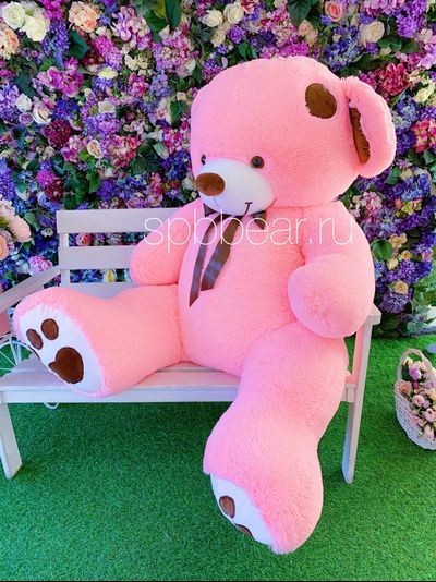 Огромный плюшевый мишка 180 см розовый Тони