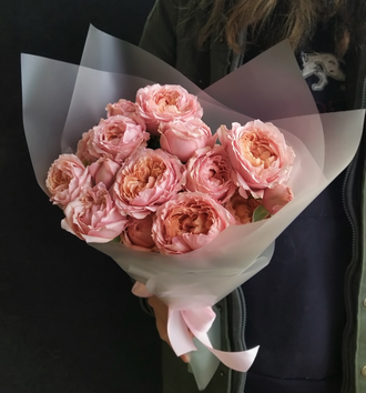 Розы Джульетт, розовые пионовидные розы, нежный букет, цветы недорого, цветы любимой
